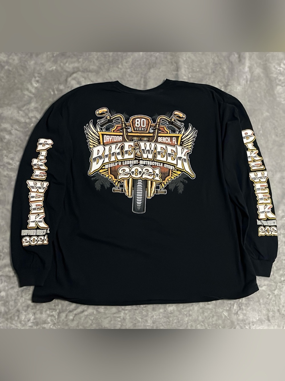 Daytona Bike Week 2021 Long Sleeve Shirt Mens 2XL Black 80th Anniversary